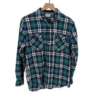 Deus Ex Machina Motorcycles Blue & Green Men's Plaid Flannel Medium